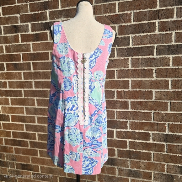 Lilly Pulitzer Cathy Pink Pout Barefoot Princess Lace Back Shift Dress - Picture 3 of 9